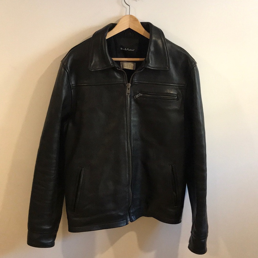 Deus Ex Machina thick leather L cafe racer jacket